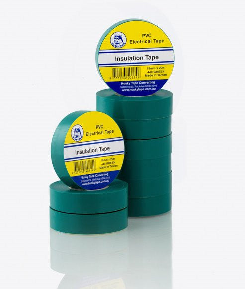 Green PVC insulation tape 18mm x 20m, 10 pack