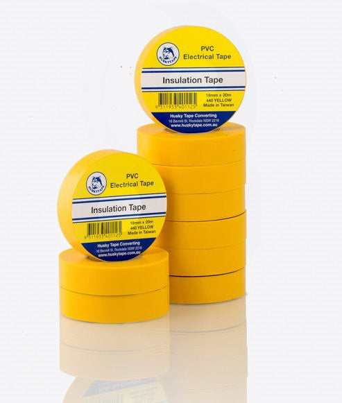 Yellow PVC insulation tape 18mm x 20m, 10 pack