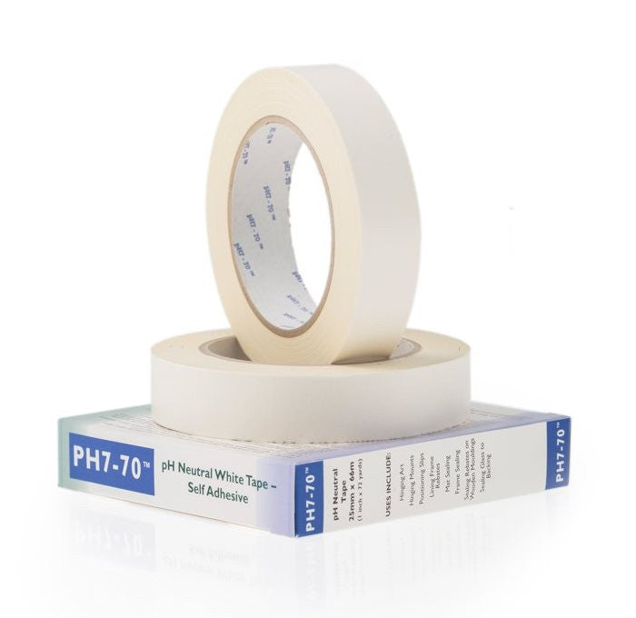 PH7-70 Acid Free Conservation White Mount Fixing and Hinging tape 25mmx66m